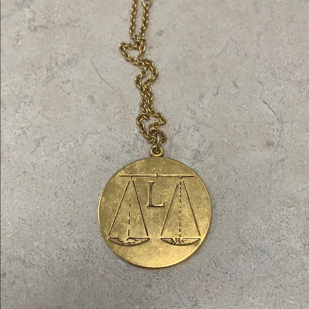 Gold medallion necklace libra-adjustable